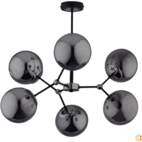 [NEUWERTIG] Hängeleuchte Foton Pendelleuchte Deckenlampe Sechsflammig Schwarz Silber B-Ware