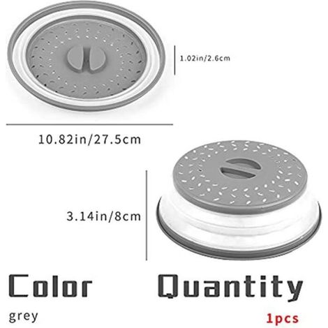 Cloche Micro Onde, Cloche Micro Onde Sans BPA, Micro Onde Cache, Anti Vapeur et Fonction Passoire (Gris) (1/4)