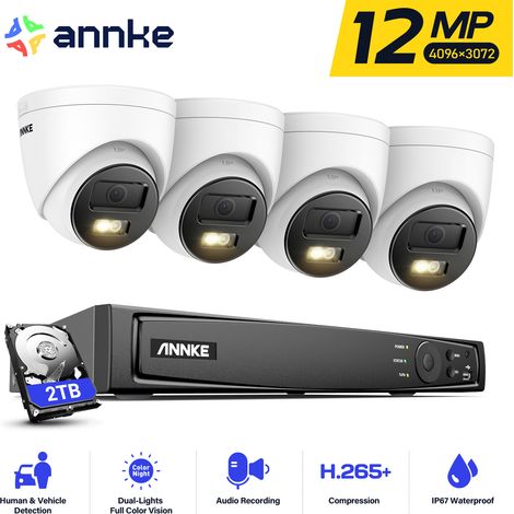 ANNKE 12MP Kit de Vidéosurveillance Caméra Sécurité Intelligent Double Lumière 8CH NVR Vision Nocturne CCTV Vidéo Surveillance Système - 2 To (1/5)