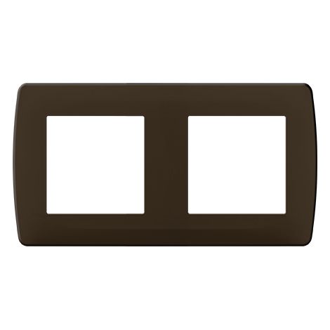 Plaque de finition 2 postes - Entraxe 71mm - Blanche - ESPRIT Couleur Chocolat