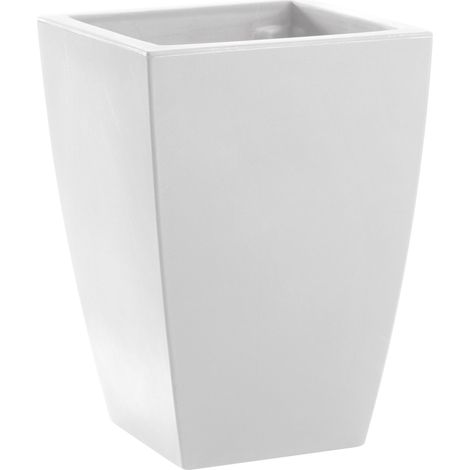 Vaso quadrato resina LOGOS cm. 30 BIANCO
