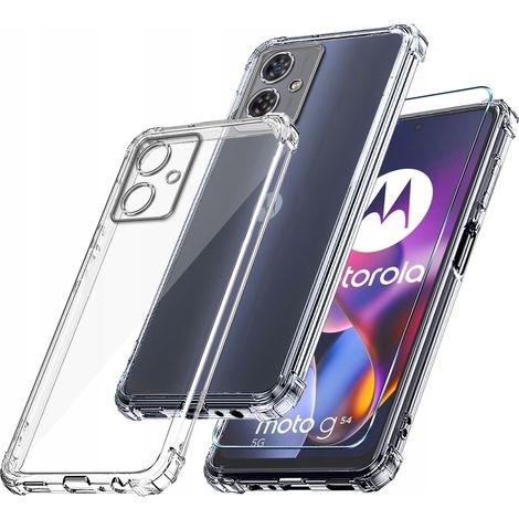Funda para Motorola Moto G54 5G/Power Edition, carcasa transparente antichoque + cristal 9H (1/5)