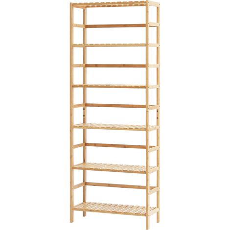 Étagère en bambou 6 niveaux, bibliothèque ouverte multifonctionnelle, support plantes et fleurs pour salle de bain chambre bureau. (1/5)