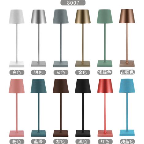 Lampe de chevet rechargeable tout aluminium, tactile, USB, veilleuse, style nordique minimaliste, LED, lampe d'éveil, protection des yeux, bleu clair, modèle de base 8007 (1/4)