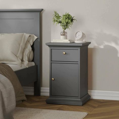 Chevet, Commode Basse, Table de Nuit, Étagère de Chevet, 44x40 h70 cm, Gris (1/5)