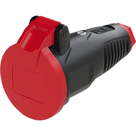 Raccord de protection en caoutchouc PCE Taurus2, avec couvercle rabattable, noir/rouge