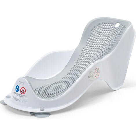 Foppapedretti Supporto Bagnetto Acquolina, per Bambini dalla nascita fino a 6 mesi (fino a 9 Kg), Igienico, Ergonomico, Maglia Morbida Antimuffa, Ventose per ancoraggio a vasca, Bianco-Grigio (1/4)