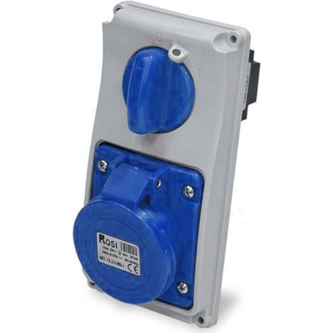 Presa interbloccata verticale con sezionatore, ad incasso, 230V, 3 poli, 32A, IP54 - Rosi 19.3234B6-I (1/2)