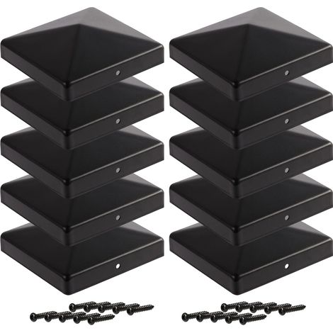 10 pièces Cache Poteau Pyramide Acier Revêtu Poudrage Poteaux Bois 7 x 7 cm Antirouille Intempéries Vis Incluses Clôture jardin (1/5)