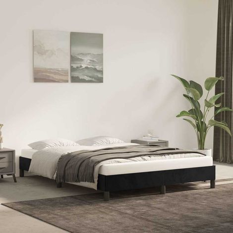 Estructura de cama sin colchón terciopelo negro 140x190 cm (1/5)