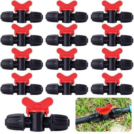 20 Vanne Commutateur, Tube PE 16mm, Sans colle, Rouge, Jardin, Irrigation (1/4)
