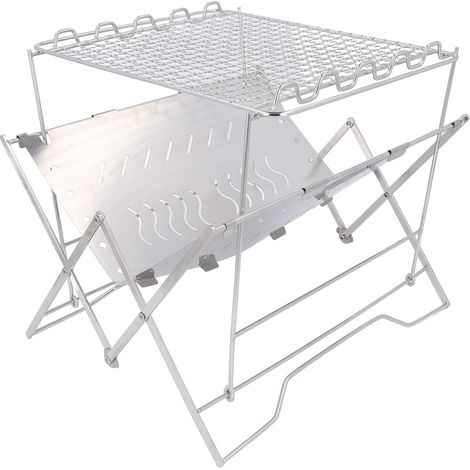 Barbecue pliable à charbon de bois multifonctionnel en acier inoxydable avec base stable, idéal pour le camping (1/5)