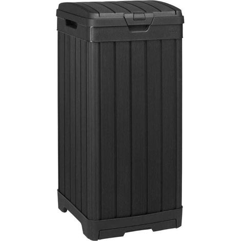Keter – Poubelle d'extérieur 125 L 236997 – Plastique noir résistant aux UV – Double couvercle hermétique – Compartiment coulissant pour nettoyage facile (1/4)