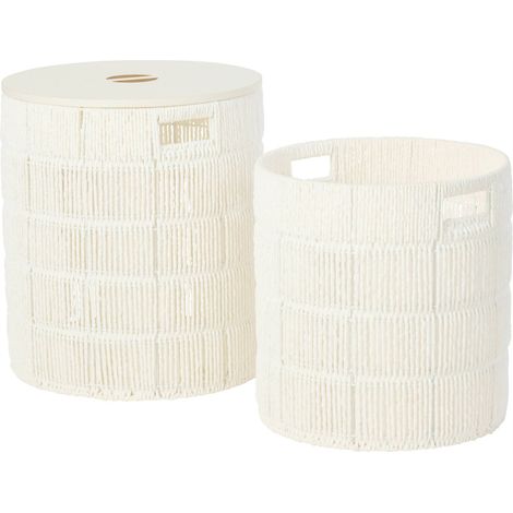 Set de paniers ronds blancs avec couvercle - blanc (1/4)