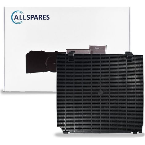 Filtro de carbón AllSpares para campanas extractoras compatibles con Whirlpool C00392542 / 480122101207 / Pelgrim KF60 y ATAG KF65 / 88016162 (265x240x15mm)