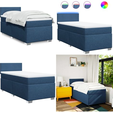 Boxspringbett mit Matratze Blau 80x200 cm Stoff - Boxspringbett - Doppelbett - Schlafsystem - Bettenrahmen - Liegefläche 80x200 Cm - Home & Living (1/5)