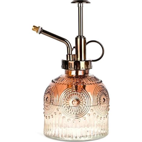 Vaporisateur en verre pour plantes – Design vintage avec pompe supérieure – Brumisateur intérieur et extérieur – Dégradé de brun – 1 flacon (1/4)