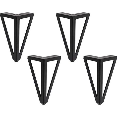 Pieds de meuble - Métal - Noir - Hauteur 15.5 cm - Lot de 4 - Durabilité élevée (1/4)