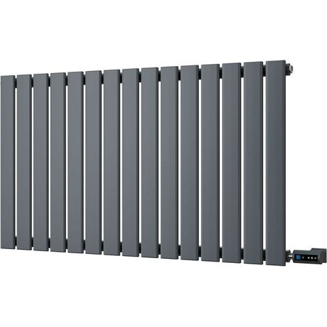 Typhoon - Anthracite Horizontal Electric Radiator H600 x W1020mm Single Panel 700w Thermostatic WIFI - Feet Included (1/2)