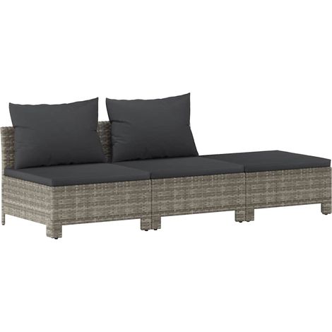 Salon de jardin,Mobilier de jardin 3 pièces avec coussins en polyrotin gris CFW80979 (1/5)