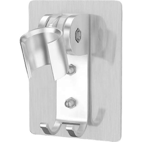 Support de pommeau de douche auto-adhésif, angle réglable à 90 degrés, sans perçage, finition chromée, convient aux pommeaux de douche à main. (1/4)