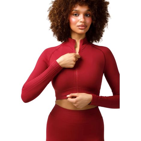 Maglia sportiva a maniche lunghe da palestra con chiusura a zip Carpatree Elite ROSSA (1/3)