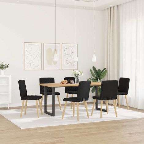 Lot de 6 Chaises à manger,Chaise de cuisine noir tissu CFW39053 (1/5)