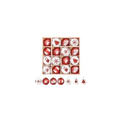 Palline per albero di Natale, 16 decorazioni infrangibili per albero di Natale, palline di Natale bianche e rosse, decorazioni per albero di Natale per la casa - Crezuo