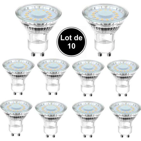 10 GU10-LED-Lampen, entsprechend einer 50-W-Halogenlampe, 4 W, 6500 K tageslichtweißes Licht, 120° Abstrahlwinkel. – Crezuo (1/4)