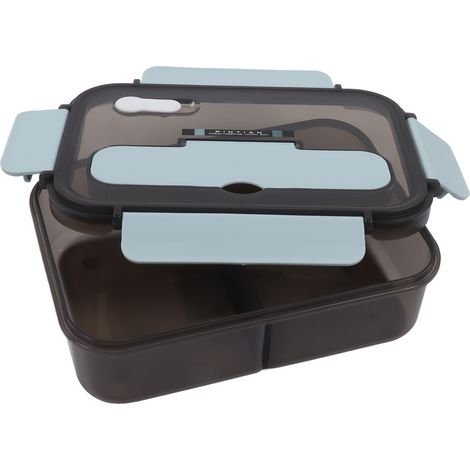 Bento-Box mit 2 Fächern, großes Fassungsvermögen (1100 ml), blau, ideal für Studenten, Berufstätige, Zuhause, Schule und Büro. (1/5)