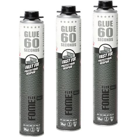 Mousse adhésive polyuréthane FOME FLEX Fast Fix – prise rapide 60 s, faible expansion, collage & isolation – 850 ml – Lot de 3 (1/5)