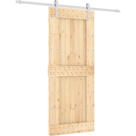 Sliding Door Natural and White 85 x 210 cm Solid Pine Wood vidaXL (1/5)