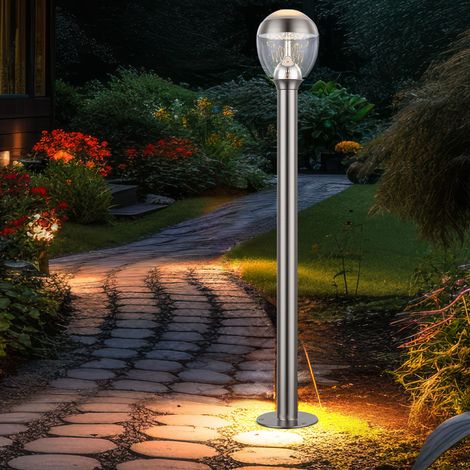 Lampe d'extérieur lampadaire lampadaire de jardin socle en acier inoxydable lampe d'extérieur, IP44, 1x LED 11W 750Lm blanc chaud, DxH 15x99 cm