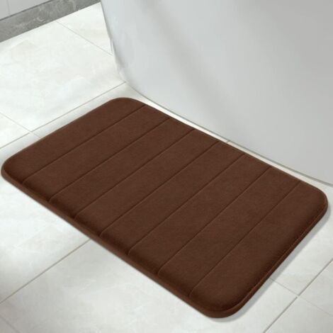 Pair Tapis de bain en mousse à mémoire de forme, doux, confortable, super absorbant, antidérapant, épais, lavable en machine, facile à sécher (Marron café, 40x60cm) (1/3)