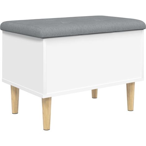 Panca contenitore con cuscino grigio 62 x 42 x 46 cm in MDF bianco DEC024712