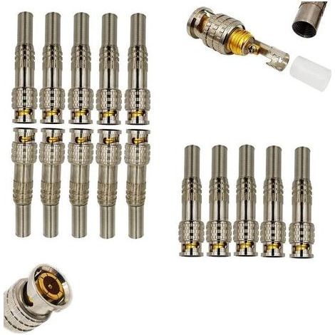 15pcs connecteurs BNC mâle sans Soudure Q9, RG59 RG60 à vis,Adaptateur coaxial pour caméra de Surveillance CCTV à Domicile, câble coaxial de Transmission vidéo (1/5)