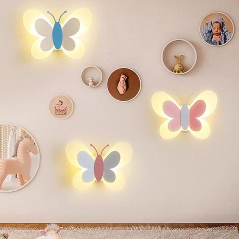 Applique murale Led en forme de papillon pour chambre d\'enfant, design nordique créatif et moderne, luminaire décoratif (1/4)