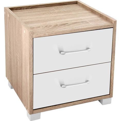 Commode moderne bicolore avec 2 tiroirs - 43 x 40 x 44 cm