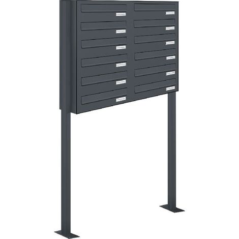12er Standbriefkasten Freistehend Durchwurfanlage RAL 7016 Anthrazit (1/5)