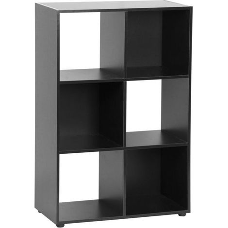 Étagère Bibliothèque - JUANIO - 61 x 29,7 x 91 cm - 6 cases ouvertes - Noir - Design contemporain (1/3)