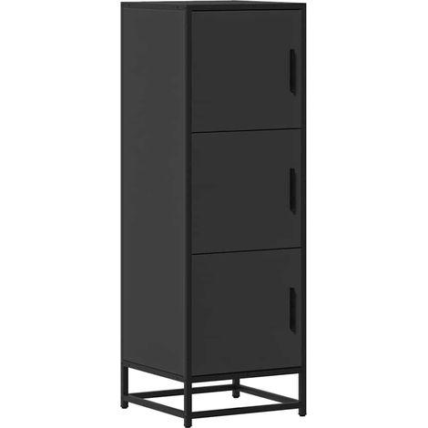 Buffet haut noir 35,5x35x106,5 cm bois d'ingénierie et métal vidaXL (1/5)
