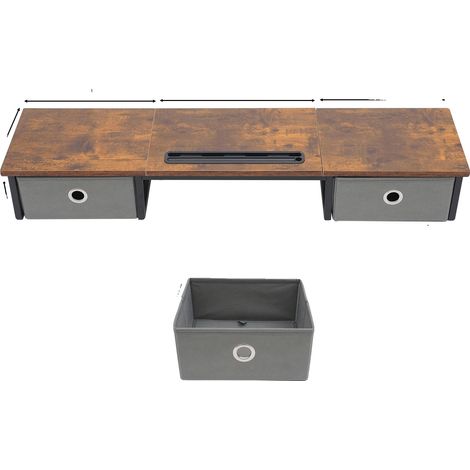 Soporte para monitor, diseño ergonómico, organizador que ahorra espacio, color marrón. (1/2)