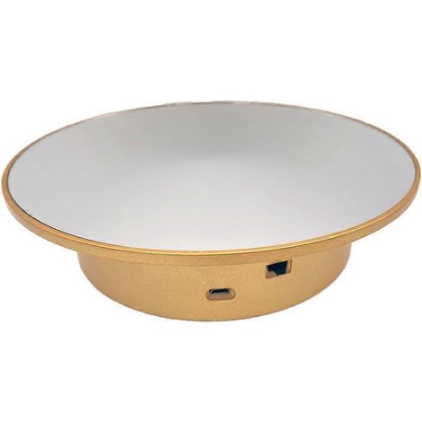 Présentoir rotatif motorisé avec miroir et plateau tournant électrique à 360° pour la photographie de produits, bijoux et gâteaux.