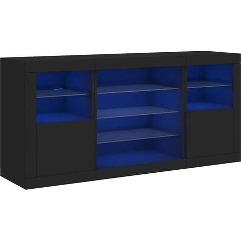 Maison Exclusive - Buffet avec lumières LED noir 142,5x37x67 cm