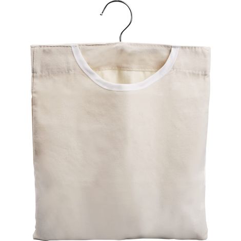 Sac à Pinces à Linge avec Crochet - Portable - Lavable - en Tissu - Résistant à la poussière - Sac pour Pinces à Linge à Suspendre - Toile - Organiseur - Blanc - 33 x 26 cm, Blanc., Taille Unique (1/5)