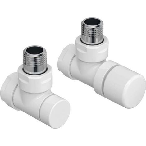 Acova – Kit B robinetterie manuelle coudé blanc – Manette 1/4 pour chauffage central – 991361 (1/3)