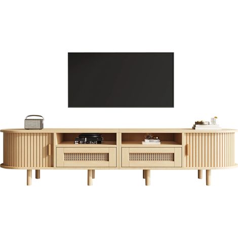 Meuble TV 170×40×40cm,Avec 2 Tiroirs & 2 Portes,Support TV Vntage,Meuble TV jusqu'à 70 pouces,facile nettoyage,Couleur bois