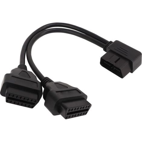 Répartiteur OBD2 1 en 2 Y, câble d'extension 16 broches, adaptateur de cordon d'extension de Diagnostic de voiture adapté au Port Obdii 12V 24V. (1/4)