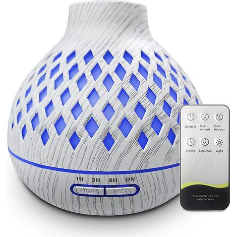 Diffuseur D'huiles Essentielles 400ml (grain De Bois Blanc), Diffuseur Distance D'huiles Essentielles, Humidificateur D'air Lectrique Ultrasons (1/5)