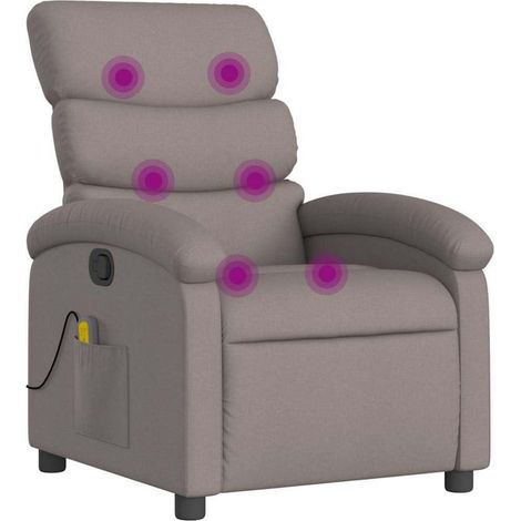 Fauteuil relax massant inclinable tissu taupe (1/5)